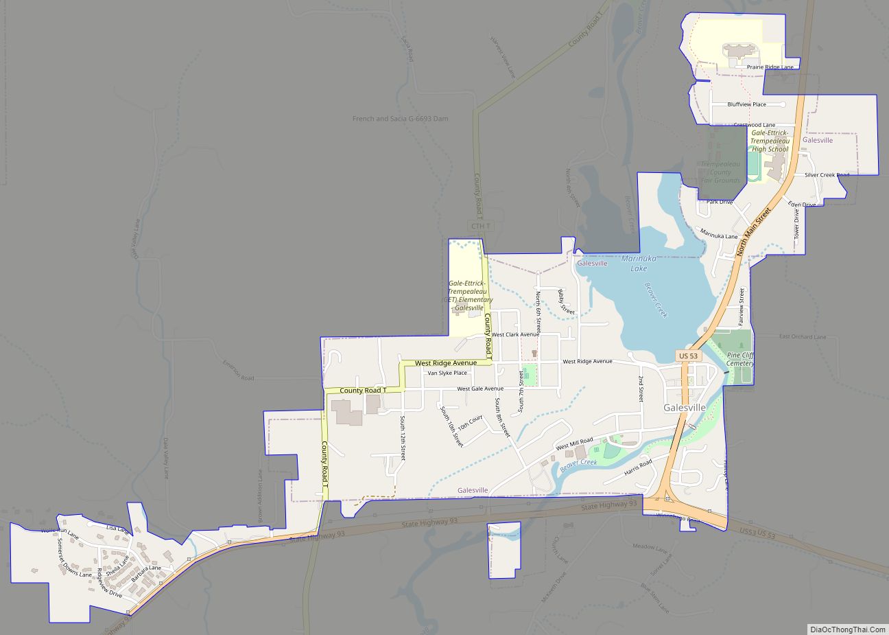 Map of Galesville city, Wisconsin