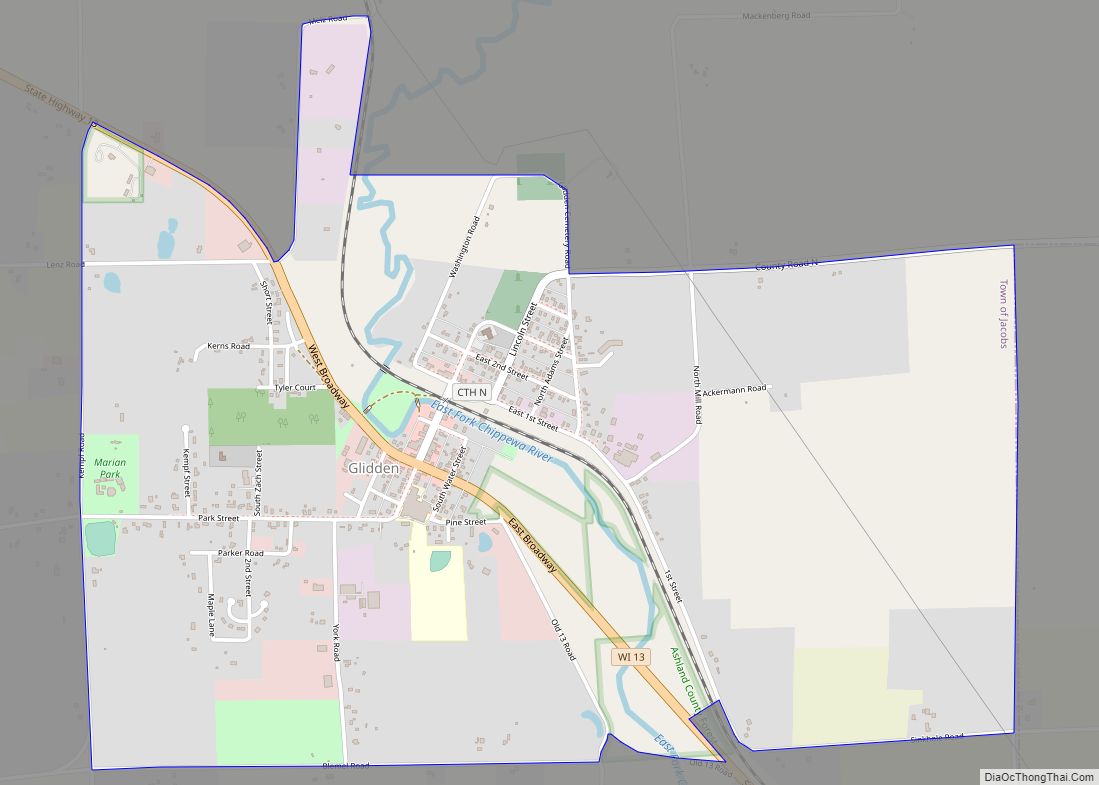 Map of Glidden CDP, Wisconsin