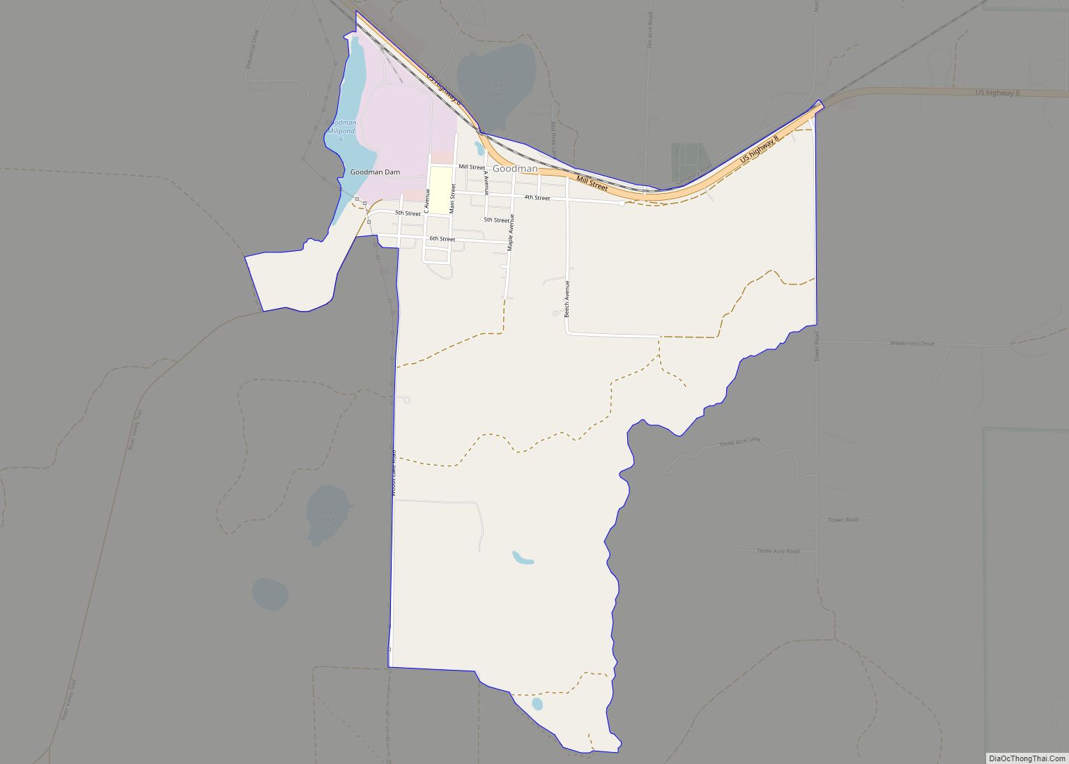 Map of Goodman CDP, Wisconsin