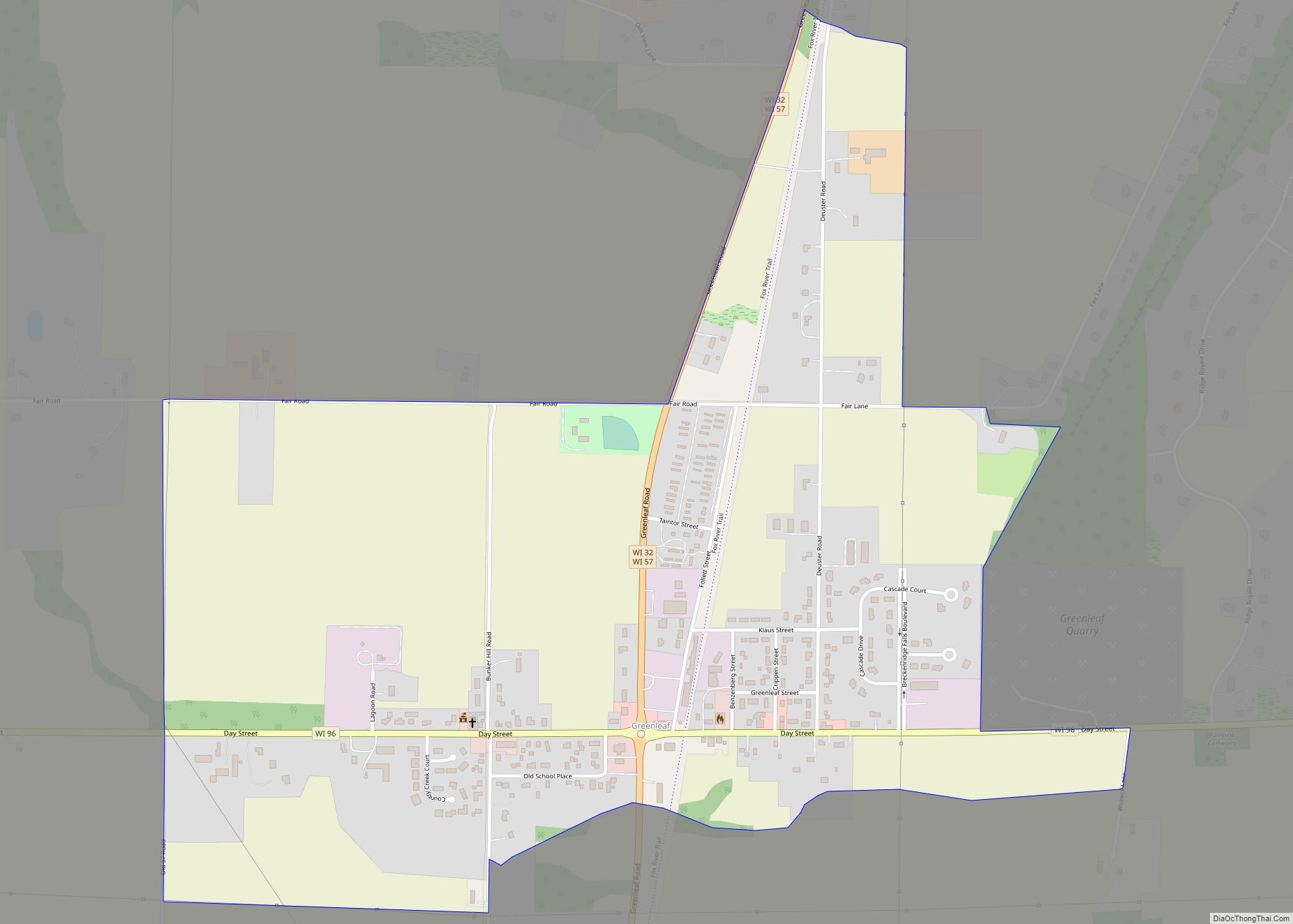 Map of Greenleaf CDP, Wisconsin