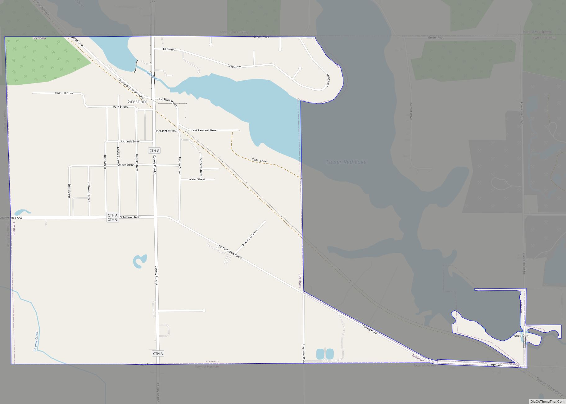 Map of Gresham village, Wisconsin