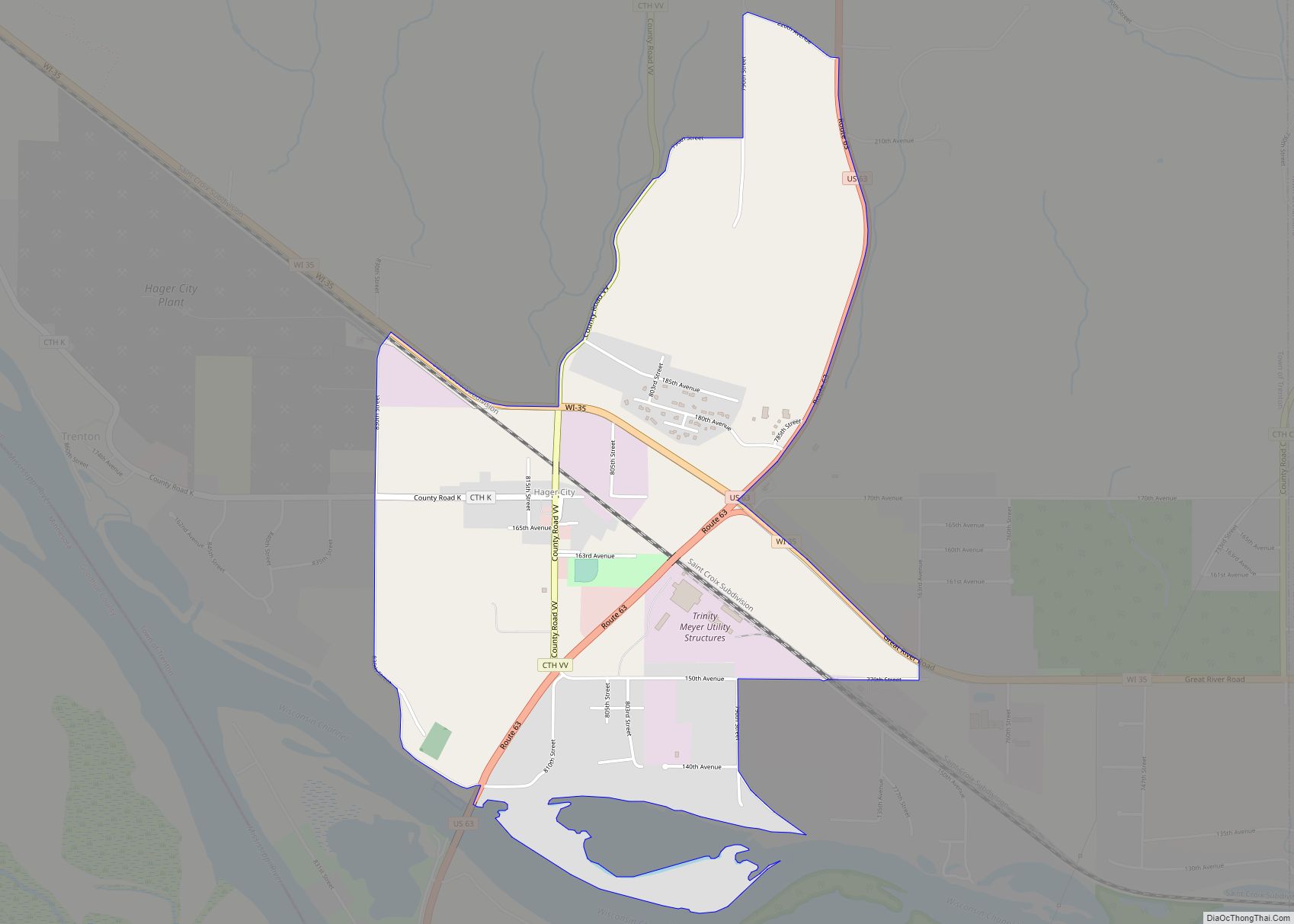 Map of Hager City CDP