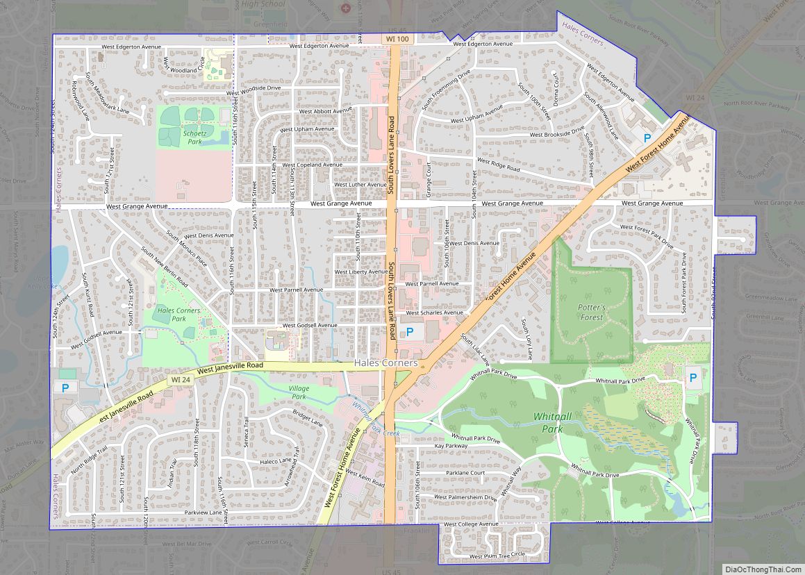 Map of Hales Corners village