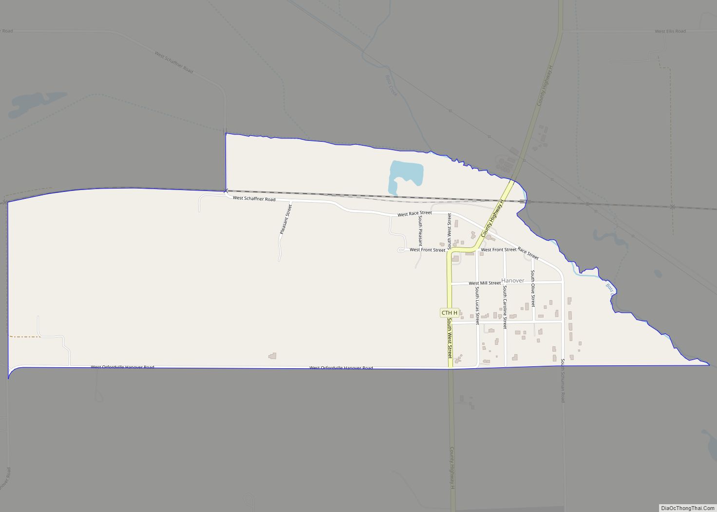 Map of Hanover CDP, Wisconsin
