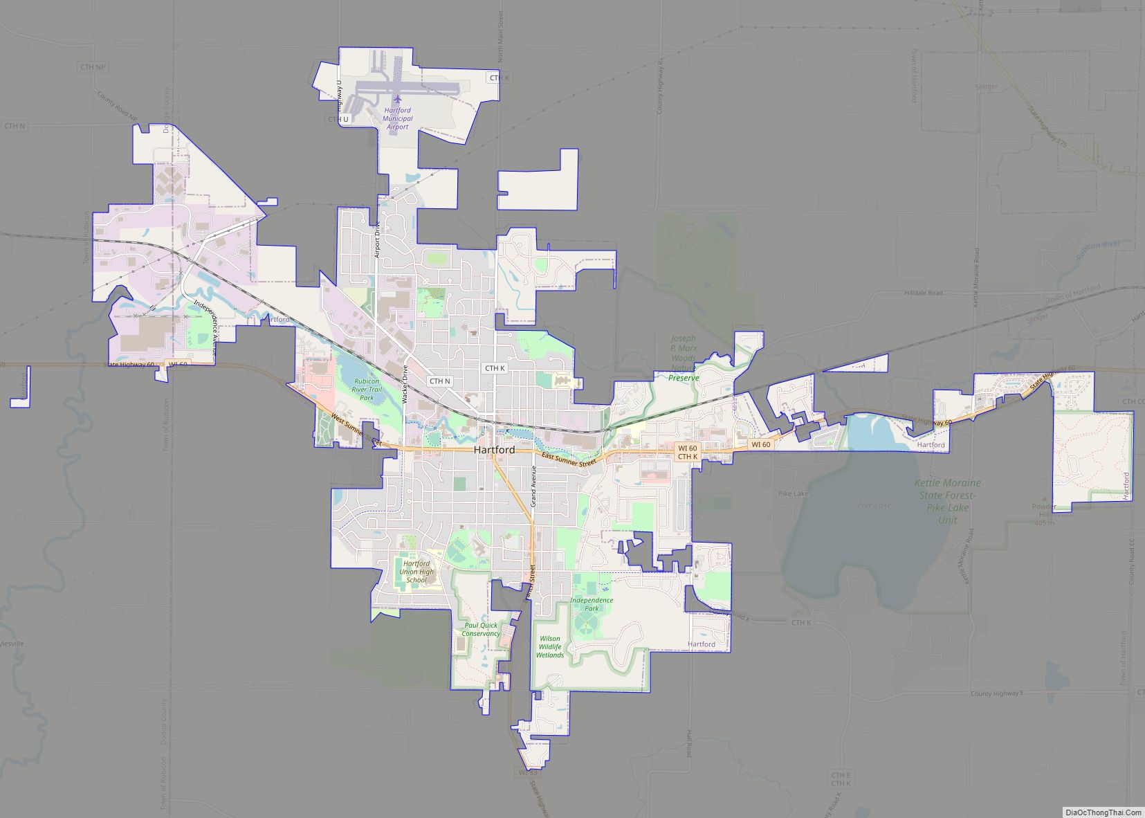 Map of Hartford city, Wisconsin