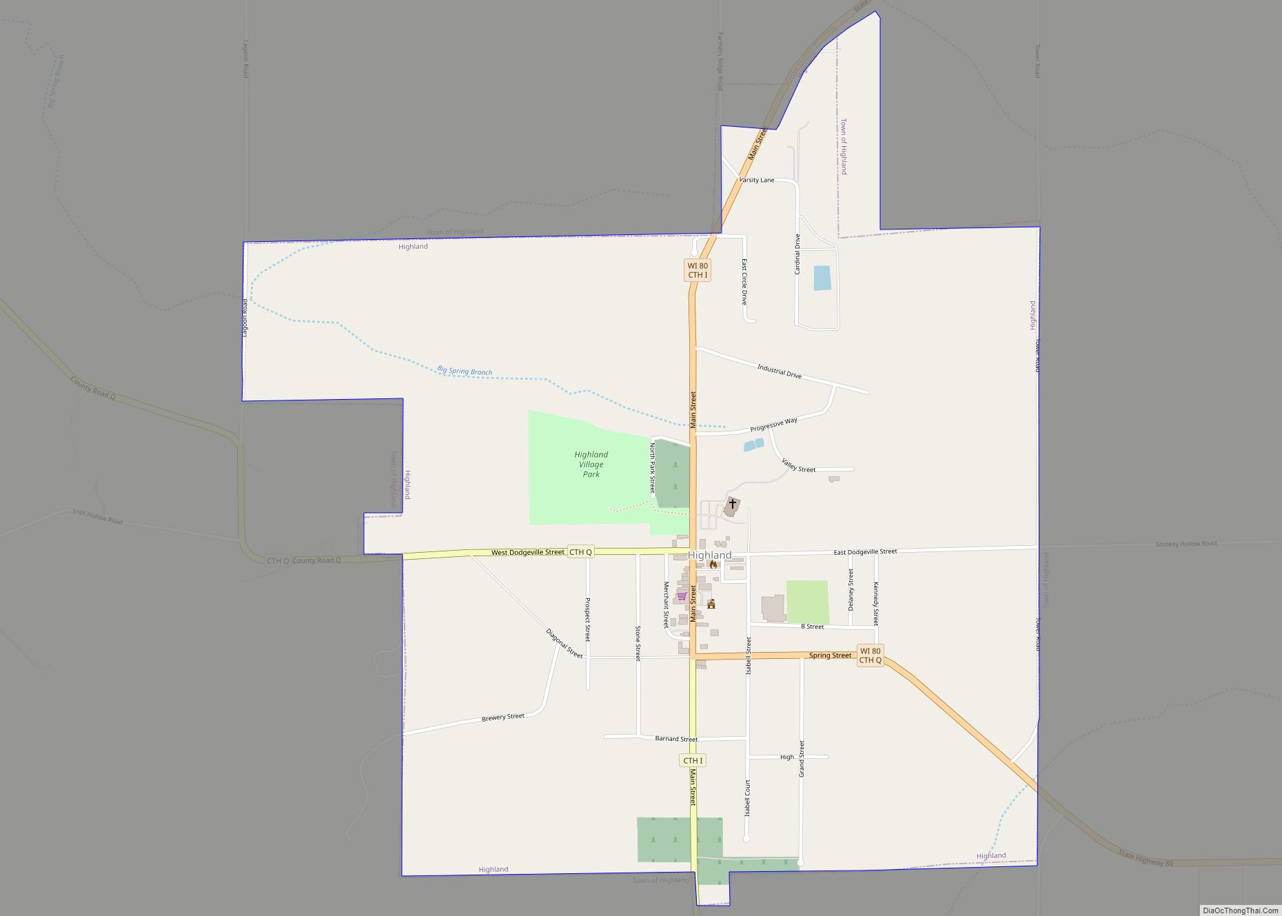 Map of Highland village, Wisconsin