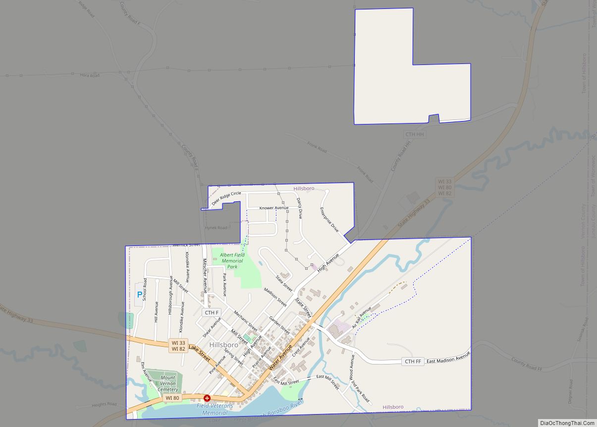 Map of Hillsboro city, Wisconsin