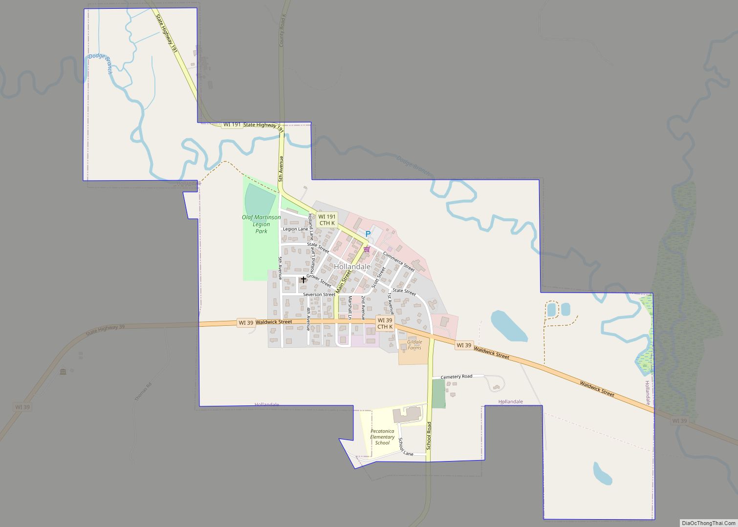 Map of Hollandale village, Wisconsin