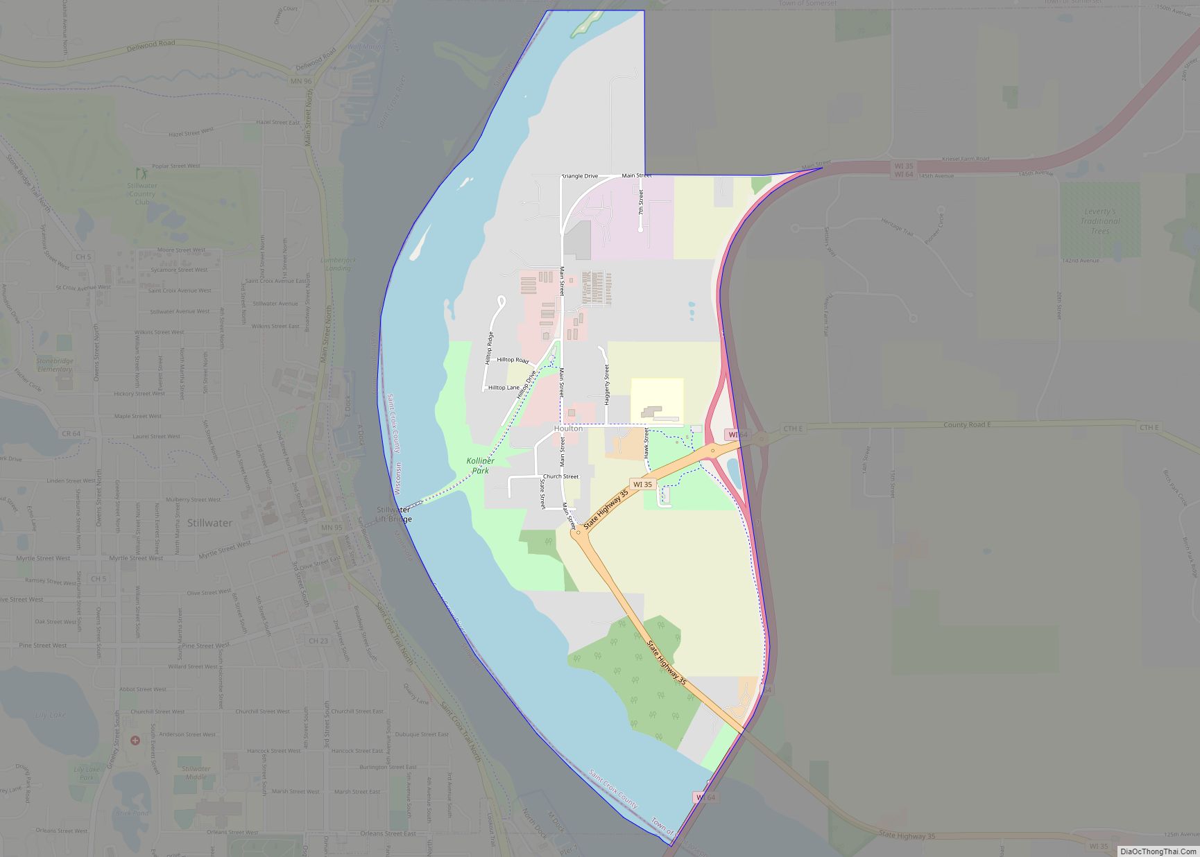 Map of Houlton CDP, Wisconsin