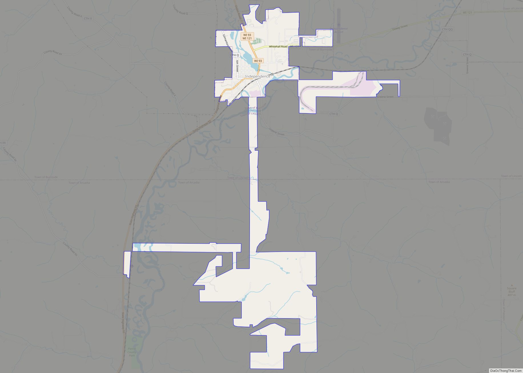 Map of Independence city, Wisconsin