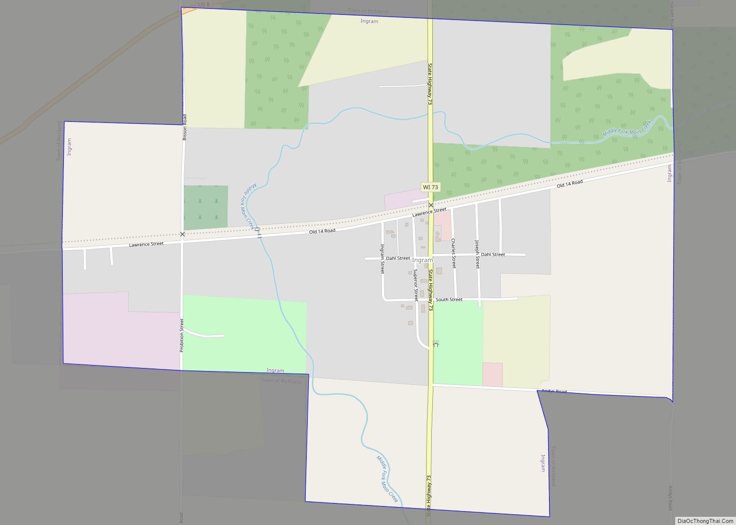 Map of Ingram village, Wisconsin