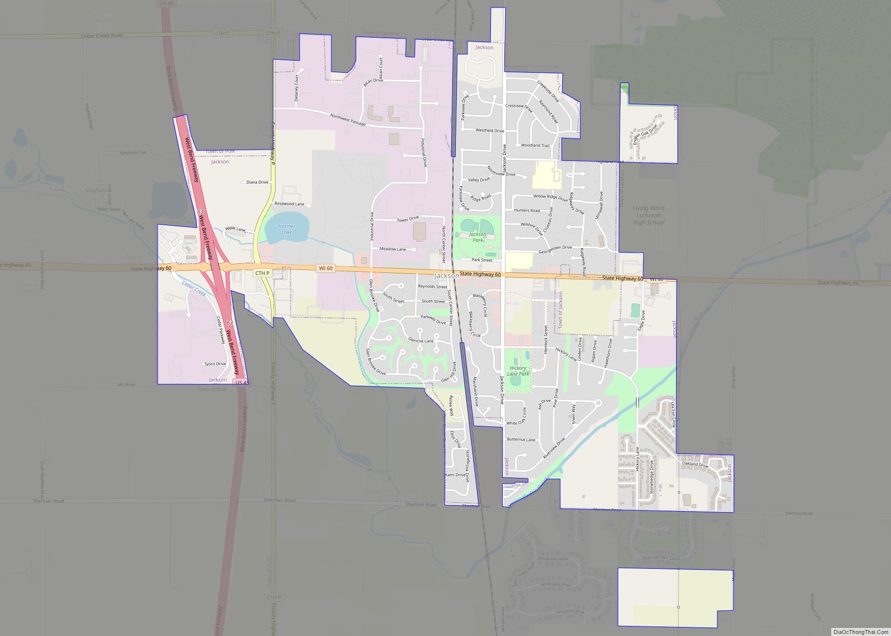 Map of Jackson village, Wisconsin