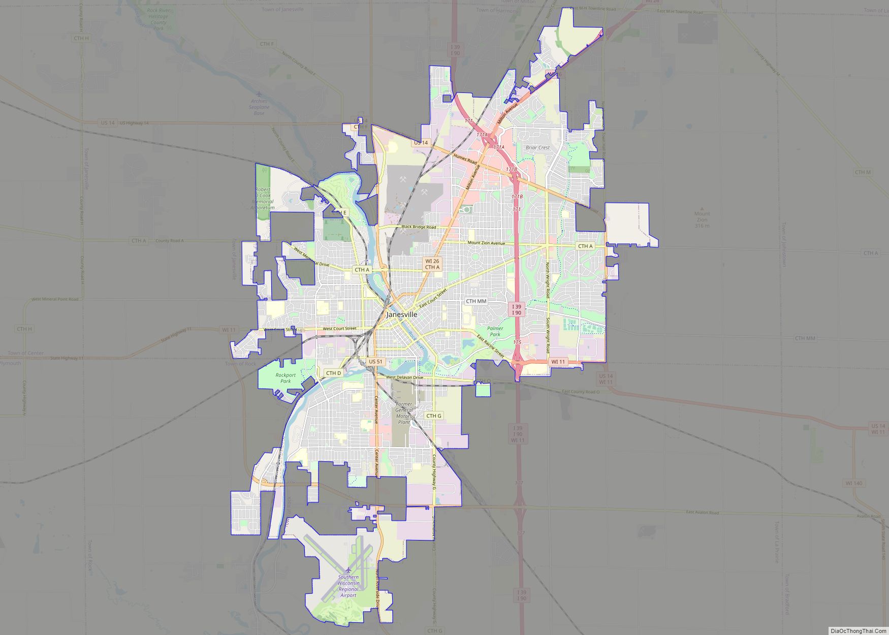 Map of Janesville city, Wisconsin