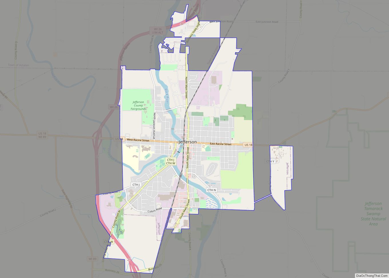 Map of Jefferson city, Wisconsin