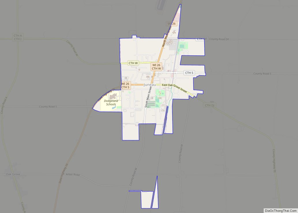 Map of Juneau city, Wisconsin