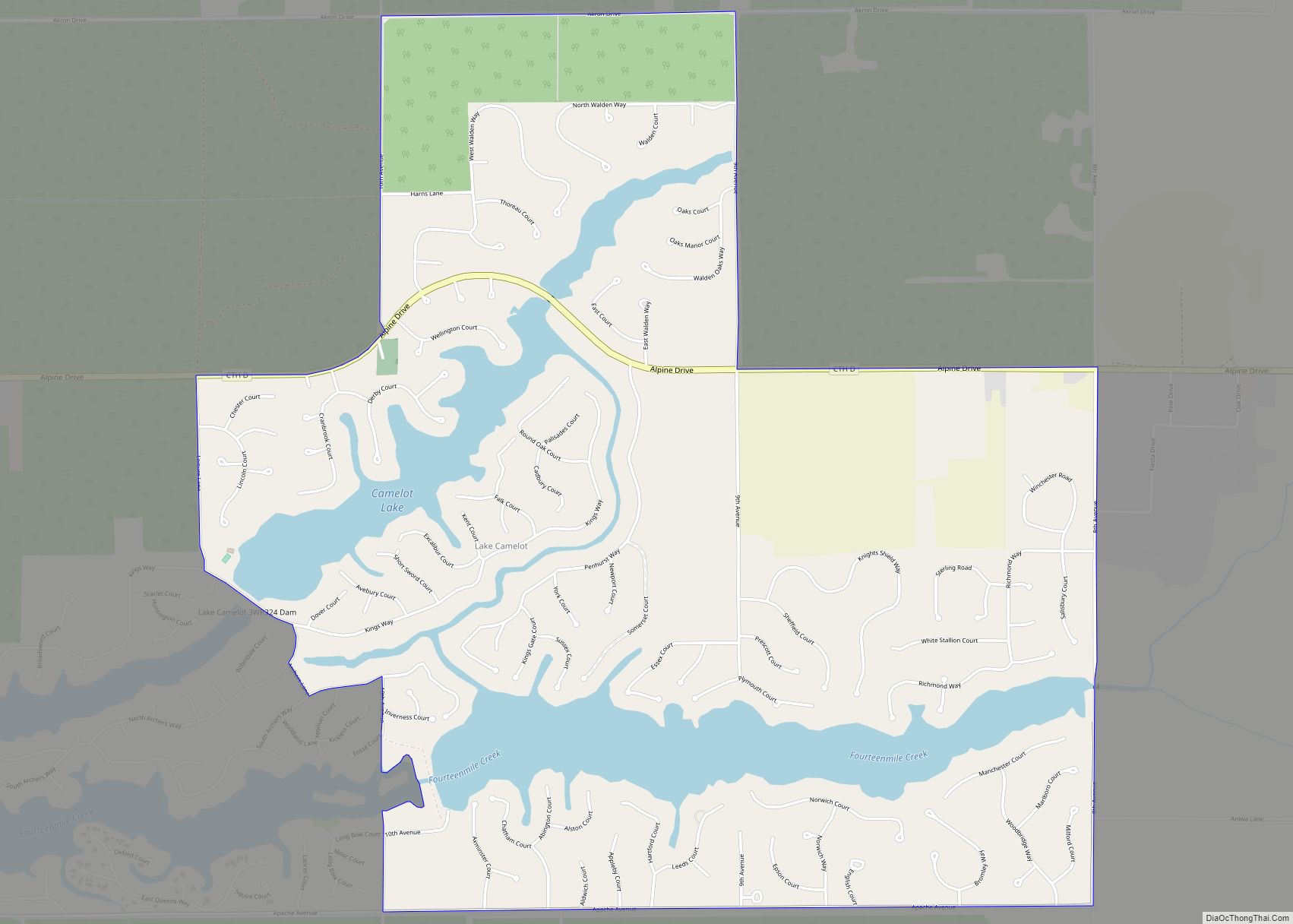 Map of Lake Camelot CDP, Wisconsin