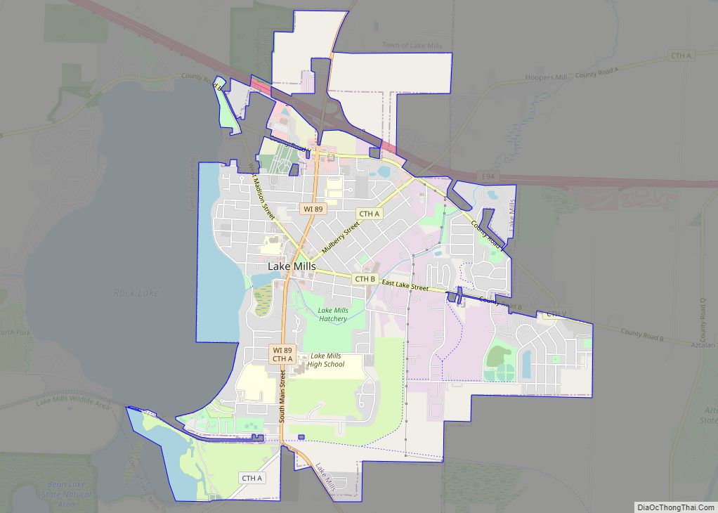 Map of Lake Mills city, Wisconsin