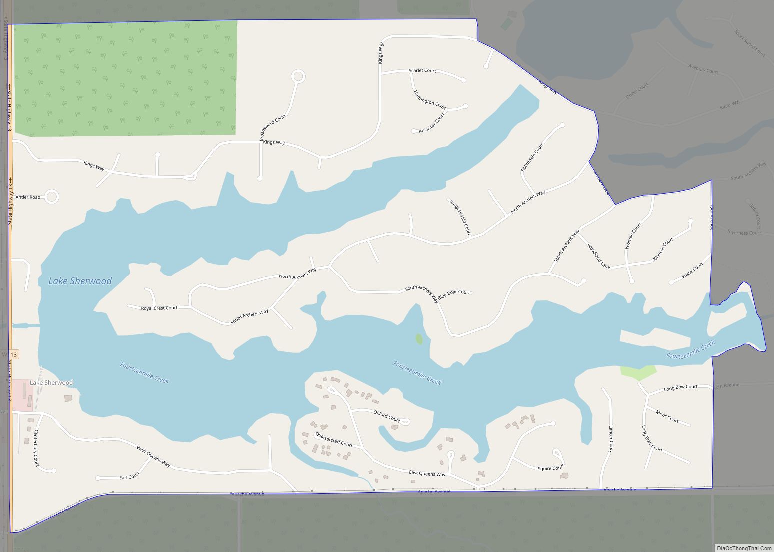 Map of Lake Sherwood CDP, Wisconsin