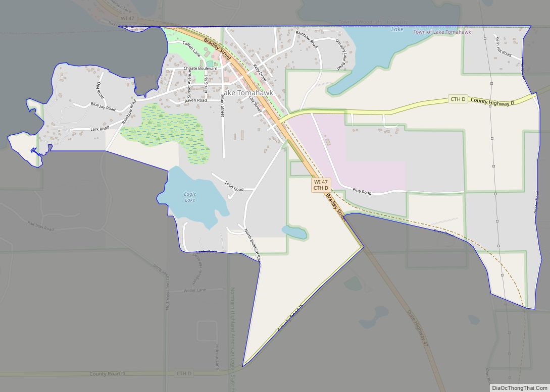 Map of Lake Tomahawk CDP, Wisconsin