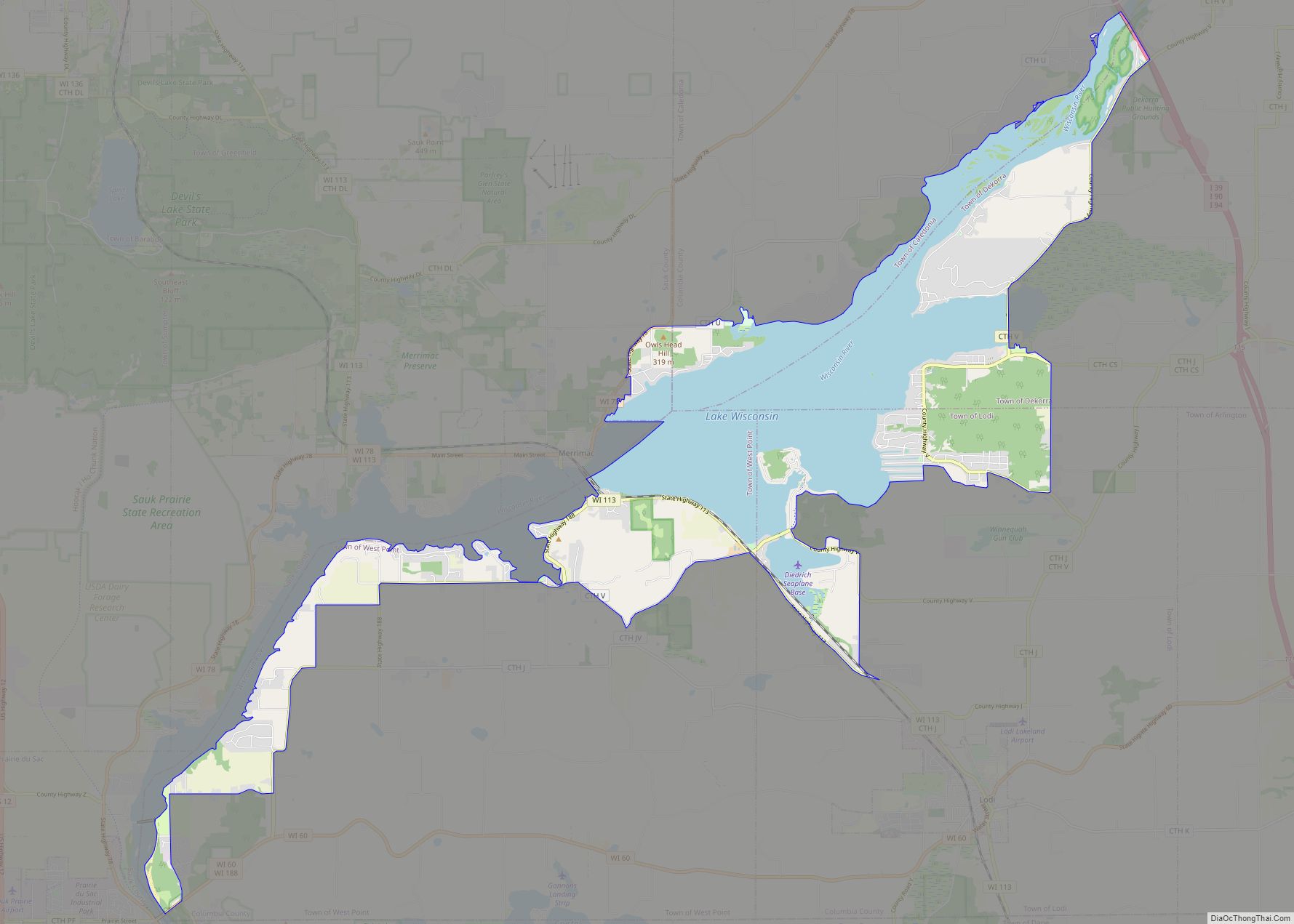 Map of Lake Wisconsin CDP