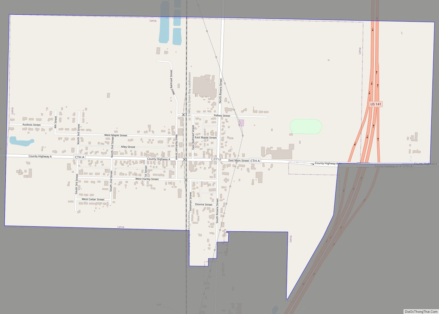 Map of Lena village, Wisconsin