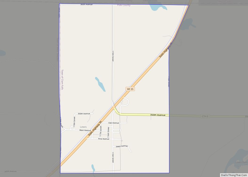 Map of Lewis CDP, Wisconsin