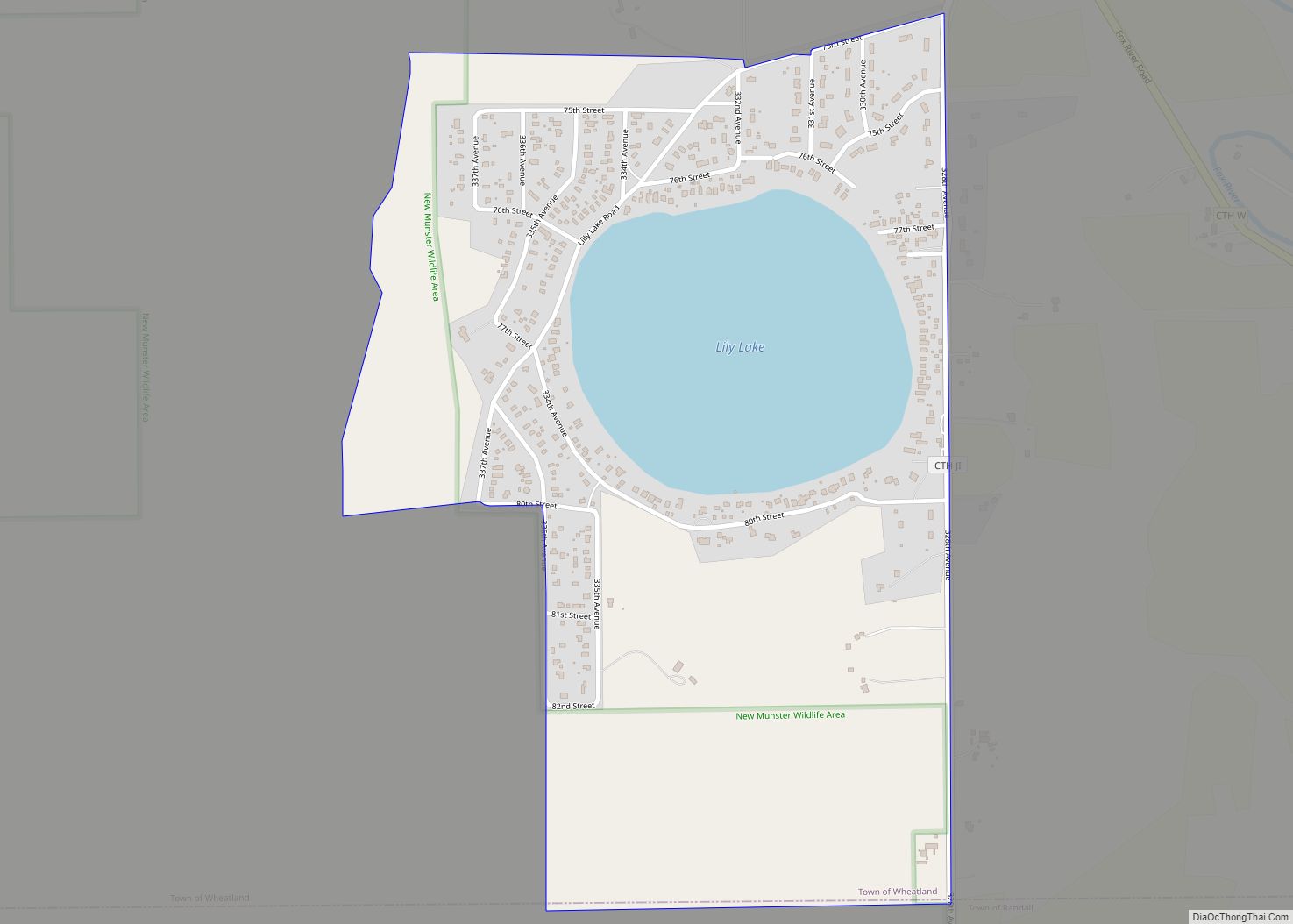 Map of Lily Lake CDP, Wisconsin