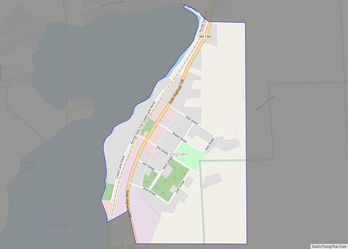 Map of Long Lake CDP, Wisconsin