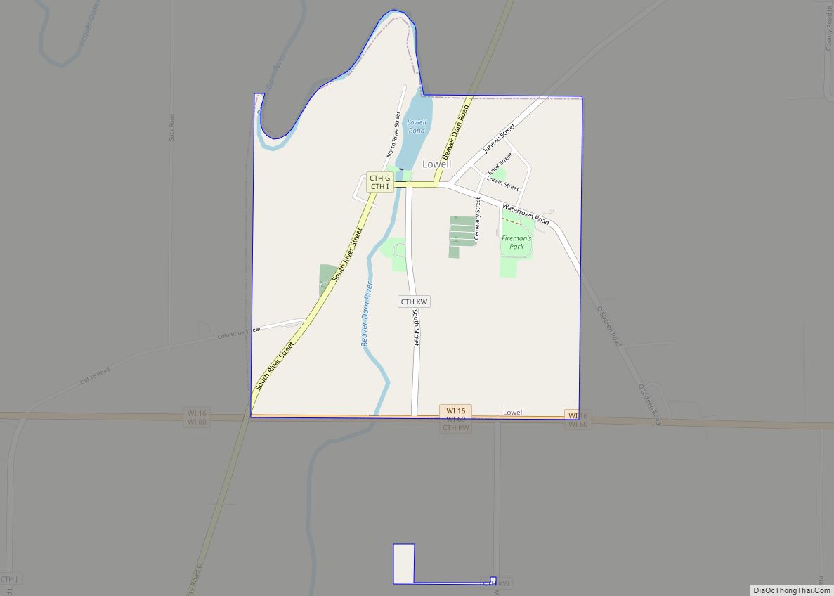 Map of Lowell village, Wisconsin