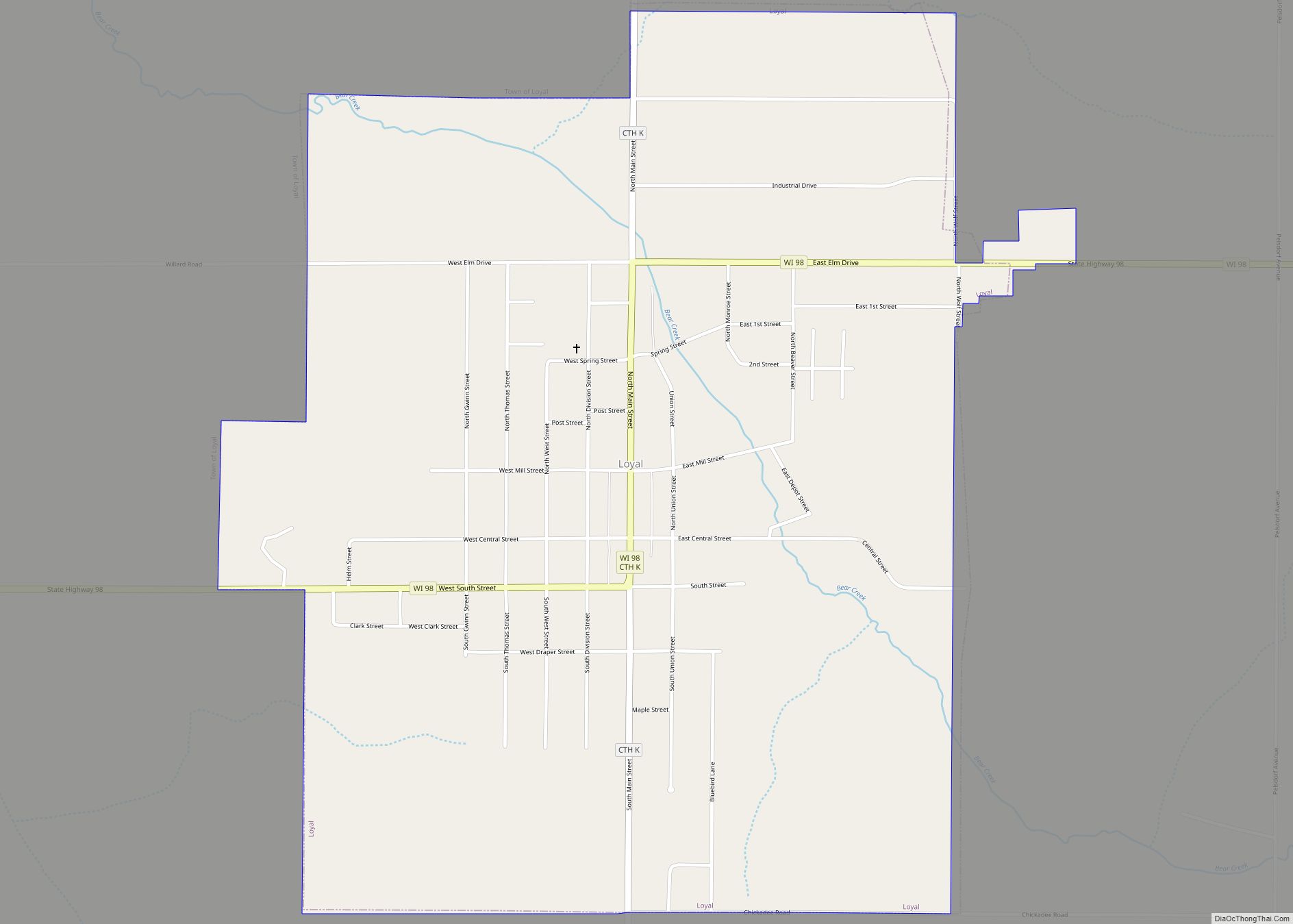 Map of Loyal city, Wisconsin