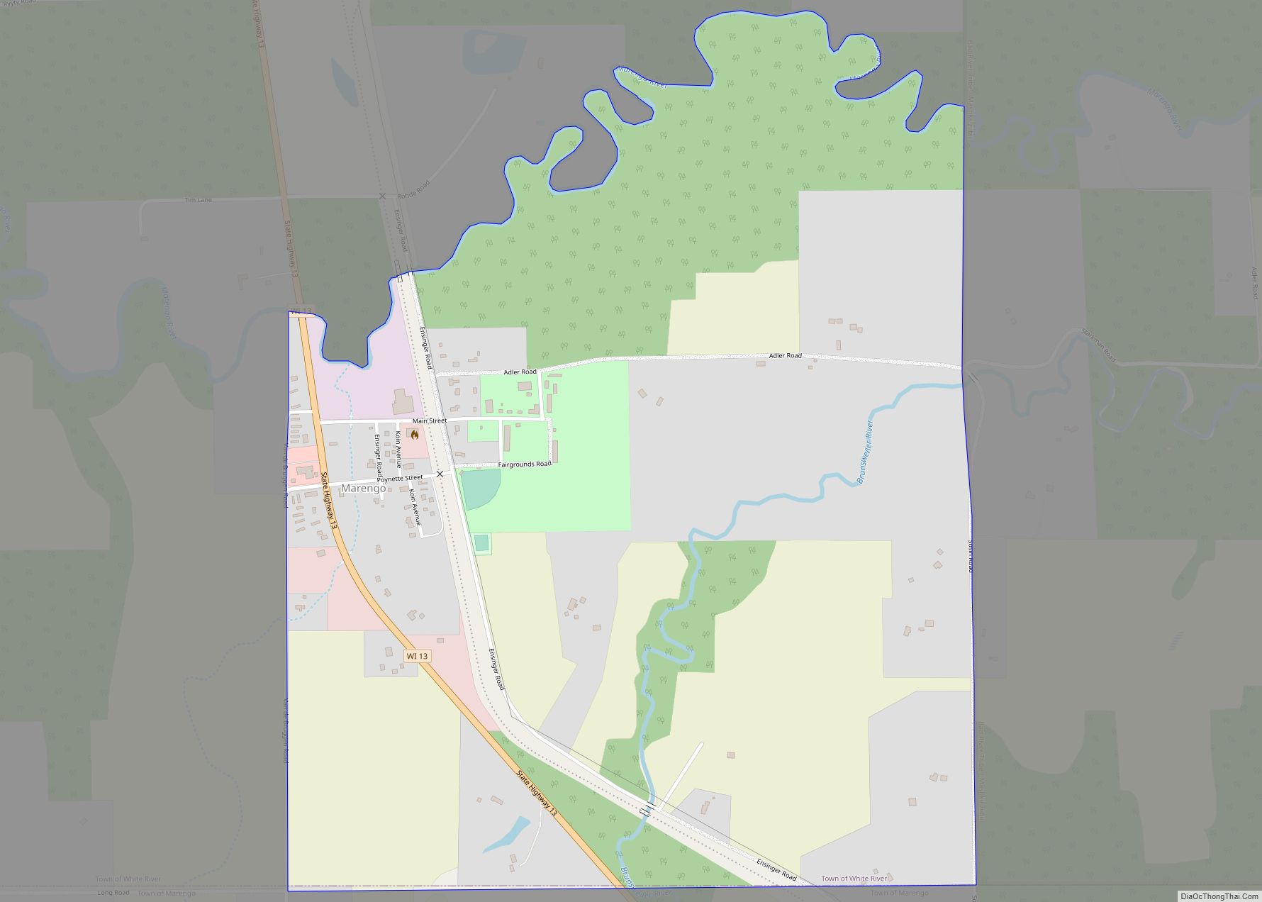 Map of Marengo CDP, Wisconsin