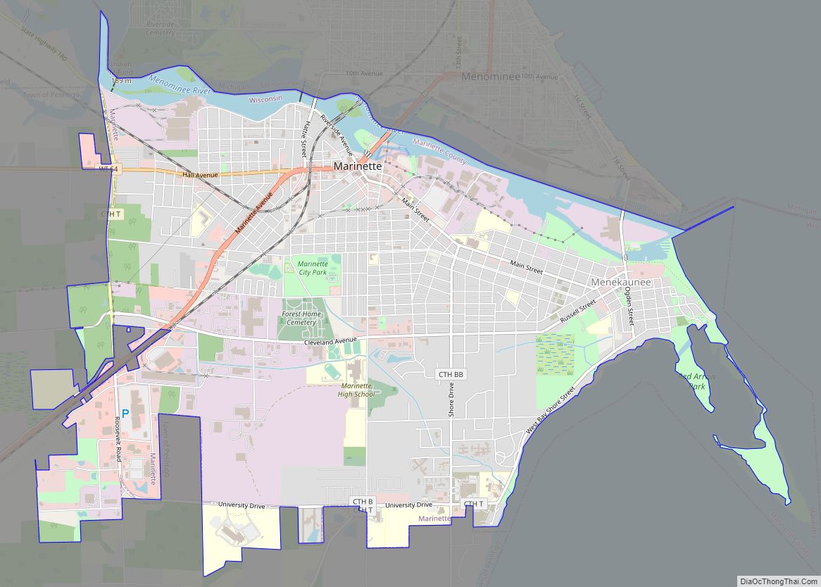 Map of Marinette city