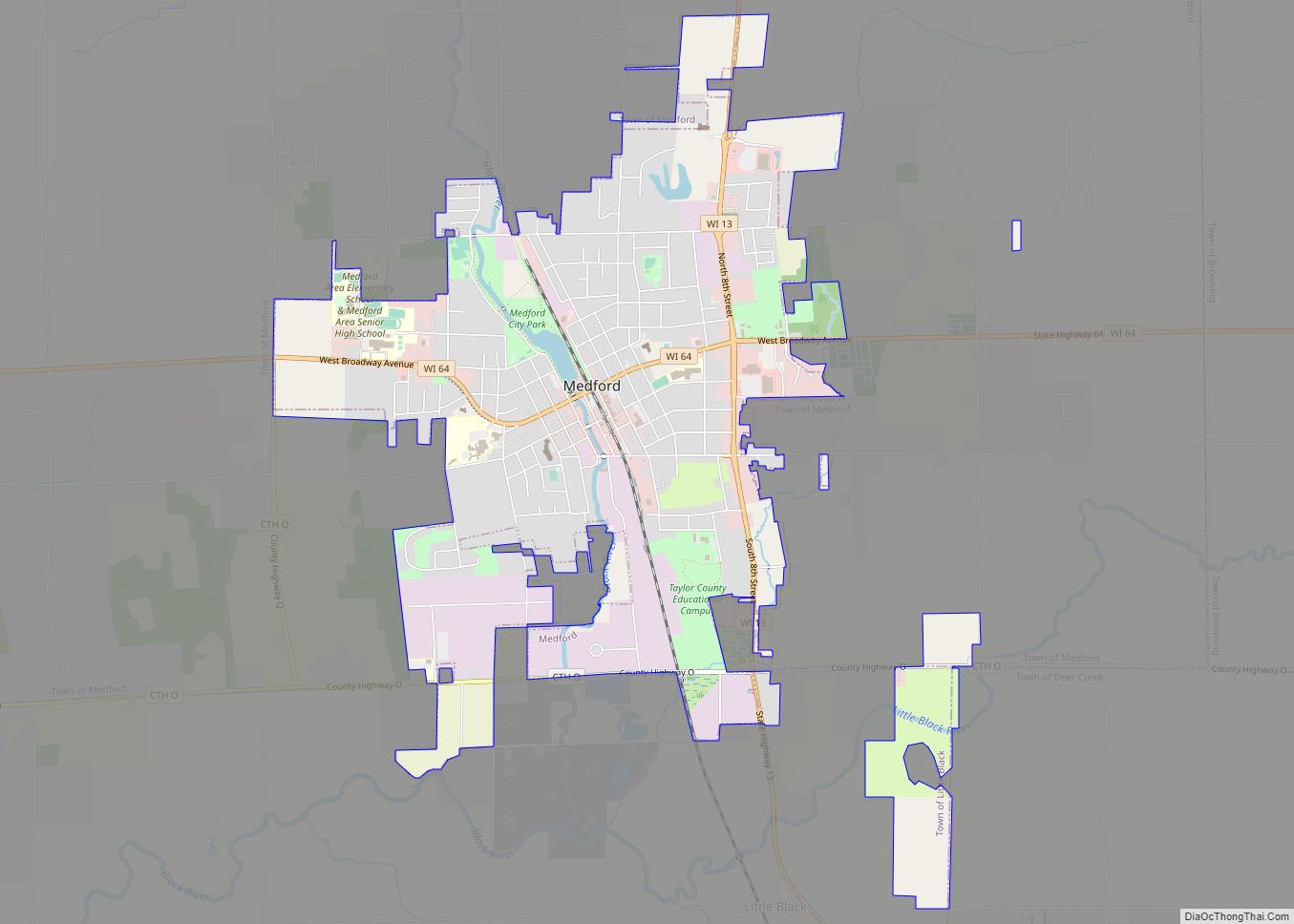 Map of Medford city, Wisconsin