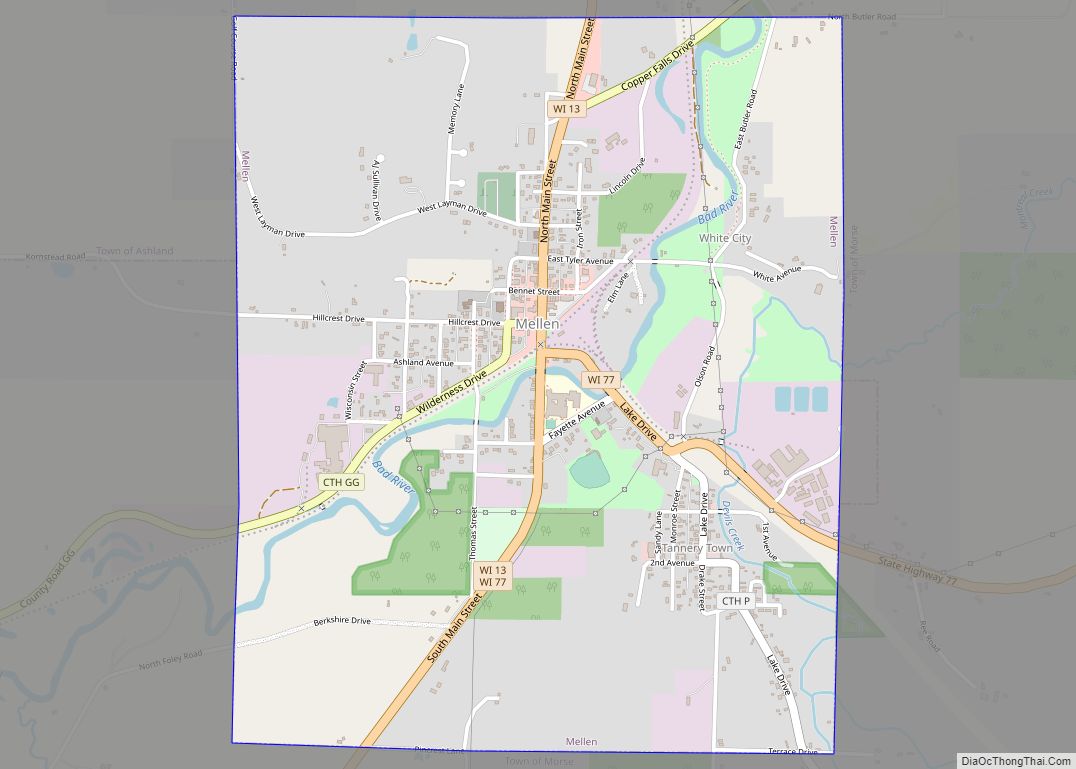 Map of Mellen city