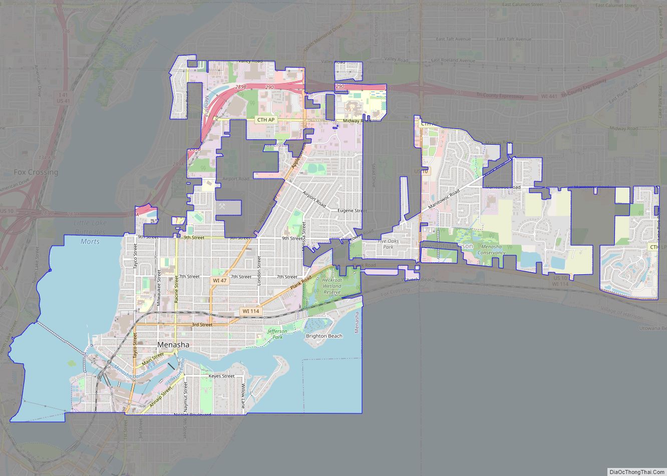 Map of Menasha city