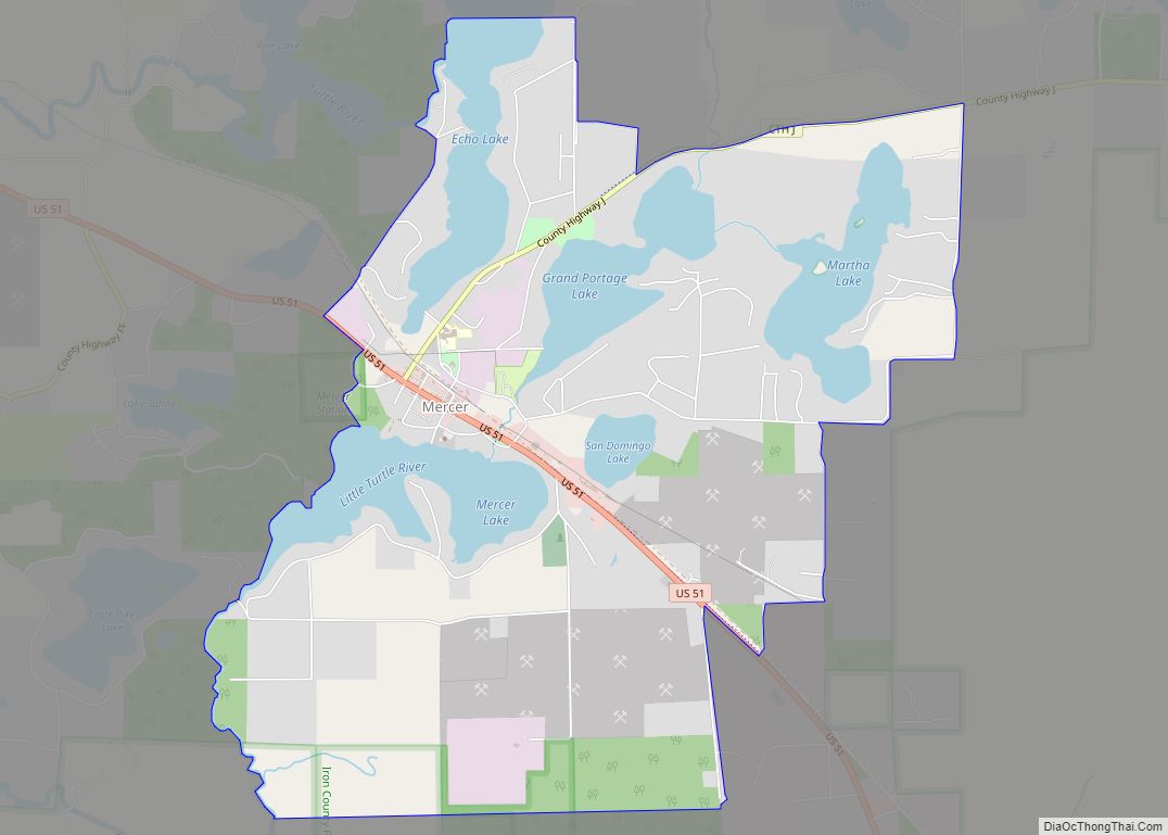 Map of Mercer CDP, Wisconsin