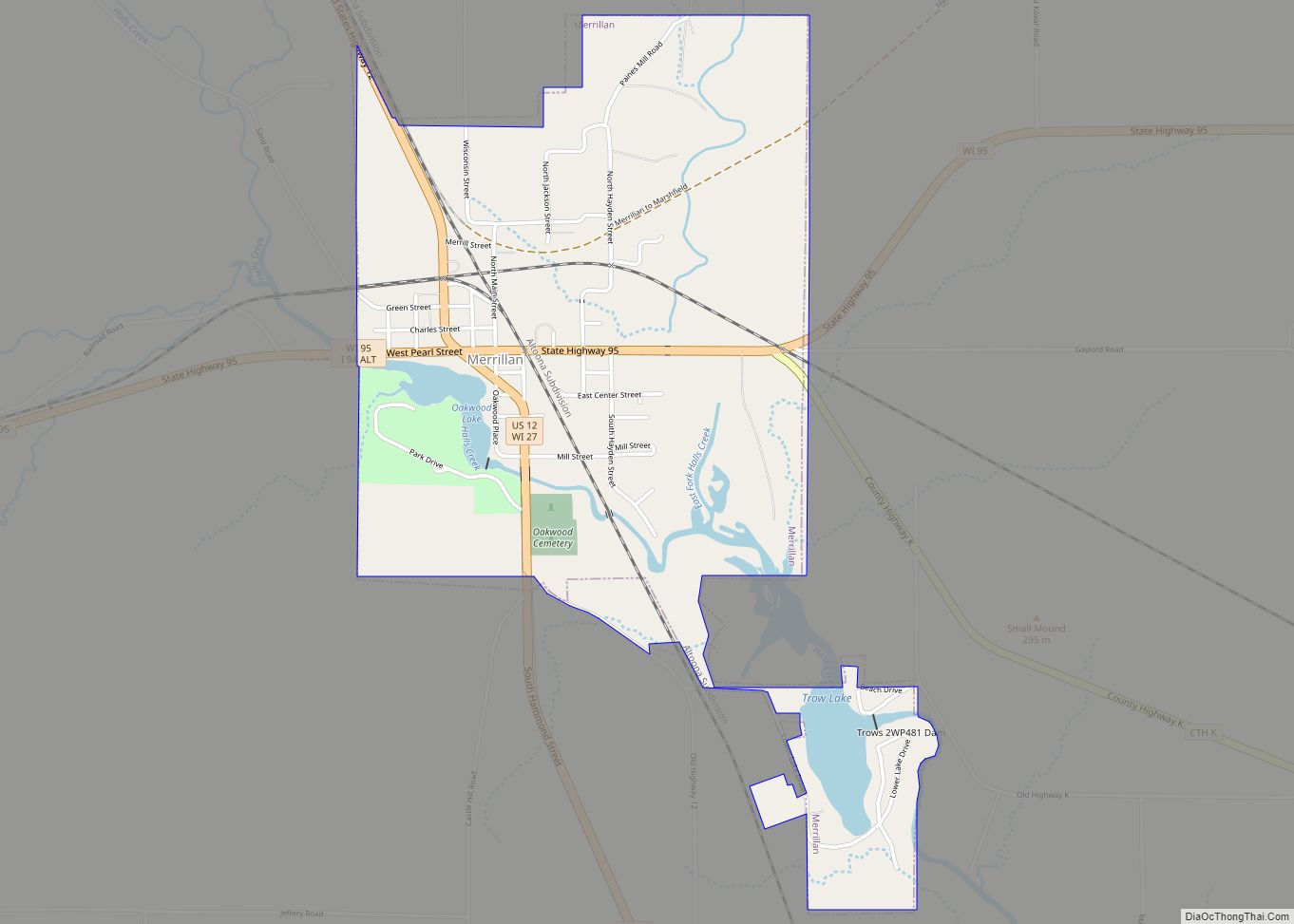 Map of Merrillan village