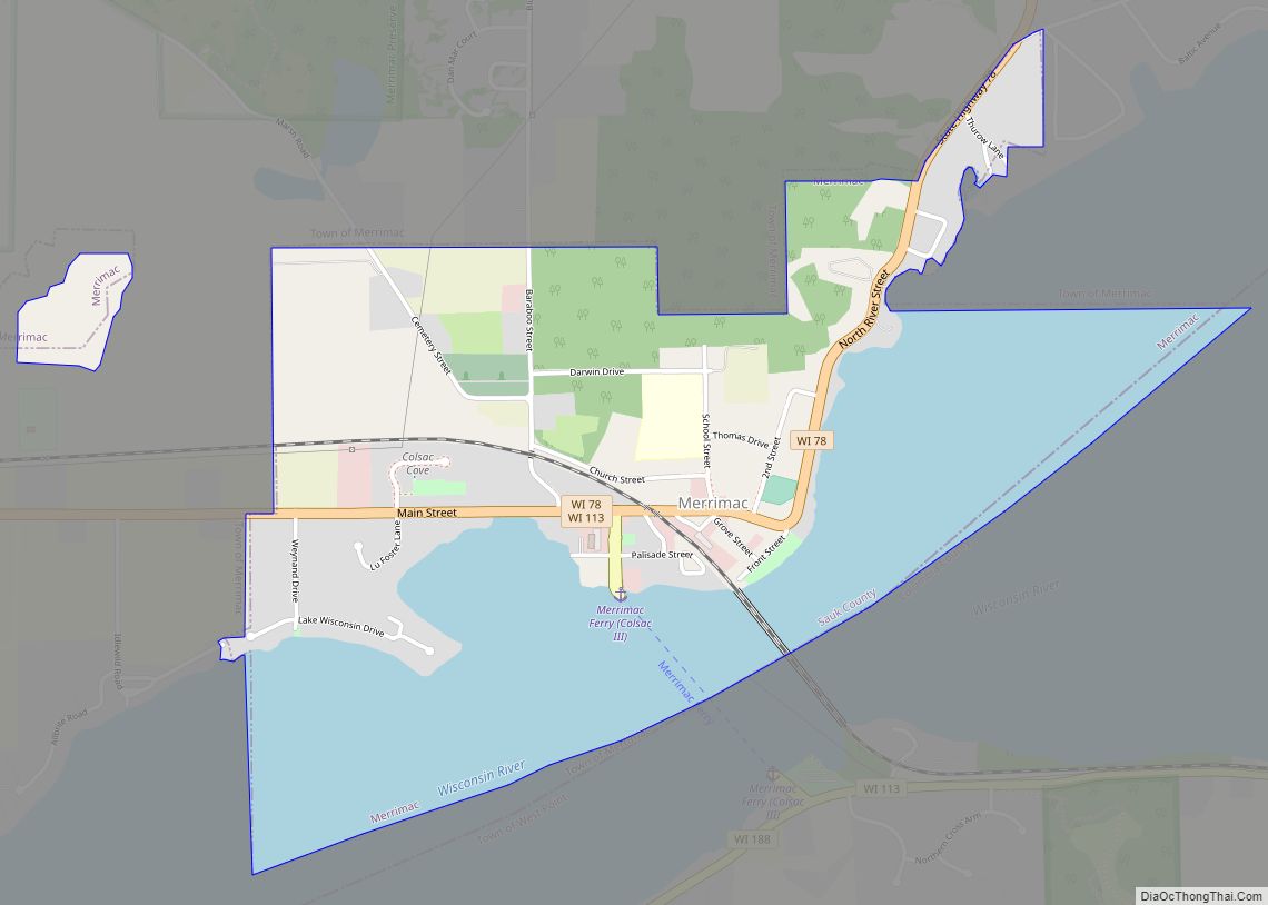 Map of Merrimac village, Wisconsin