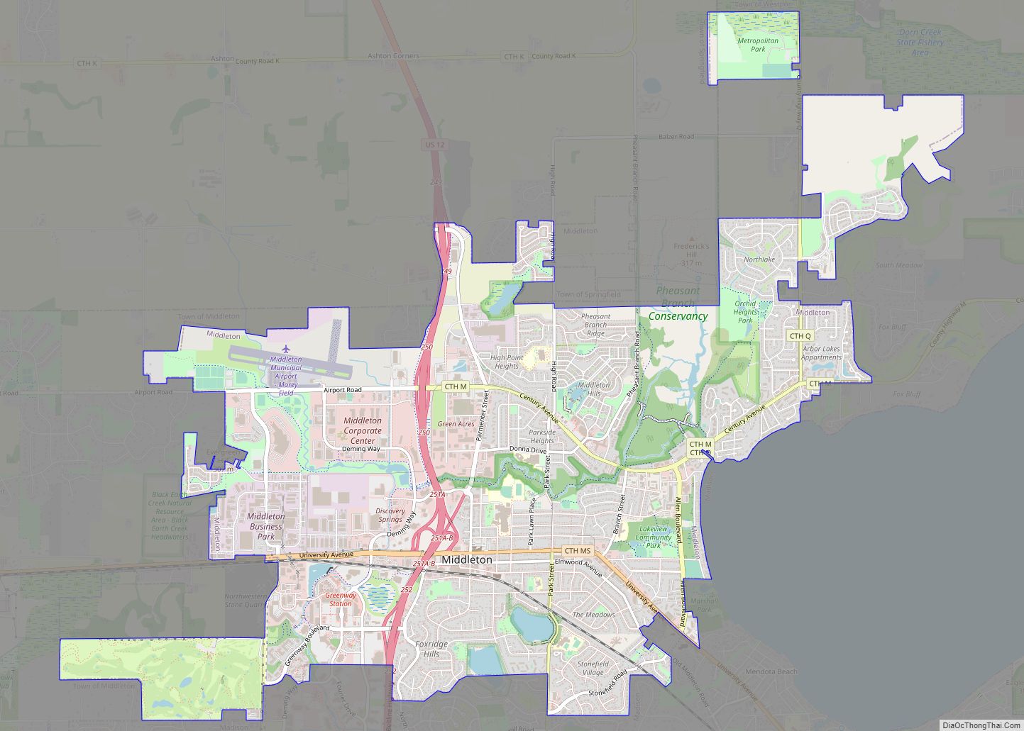 Map of Middleton city, Wisconsin