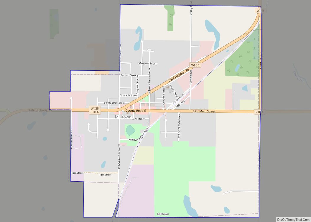 Map of Milltown village, Wisconsin