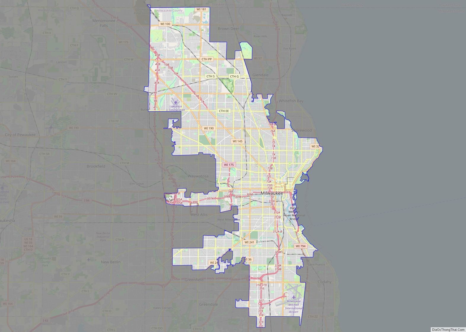 Map of Milwaukee city