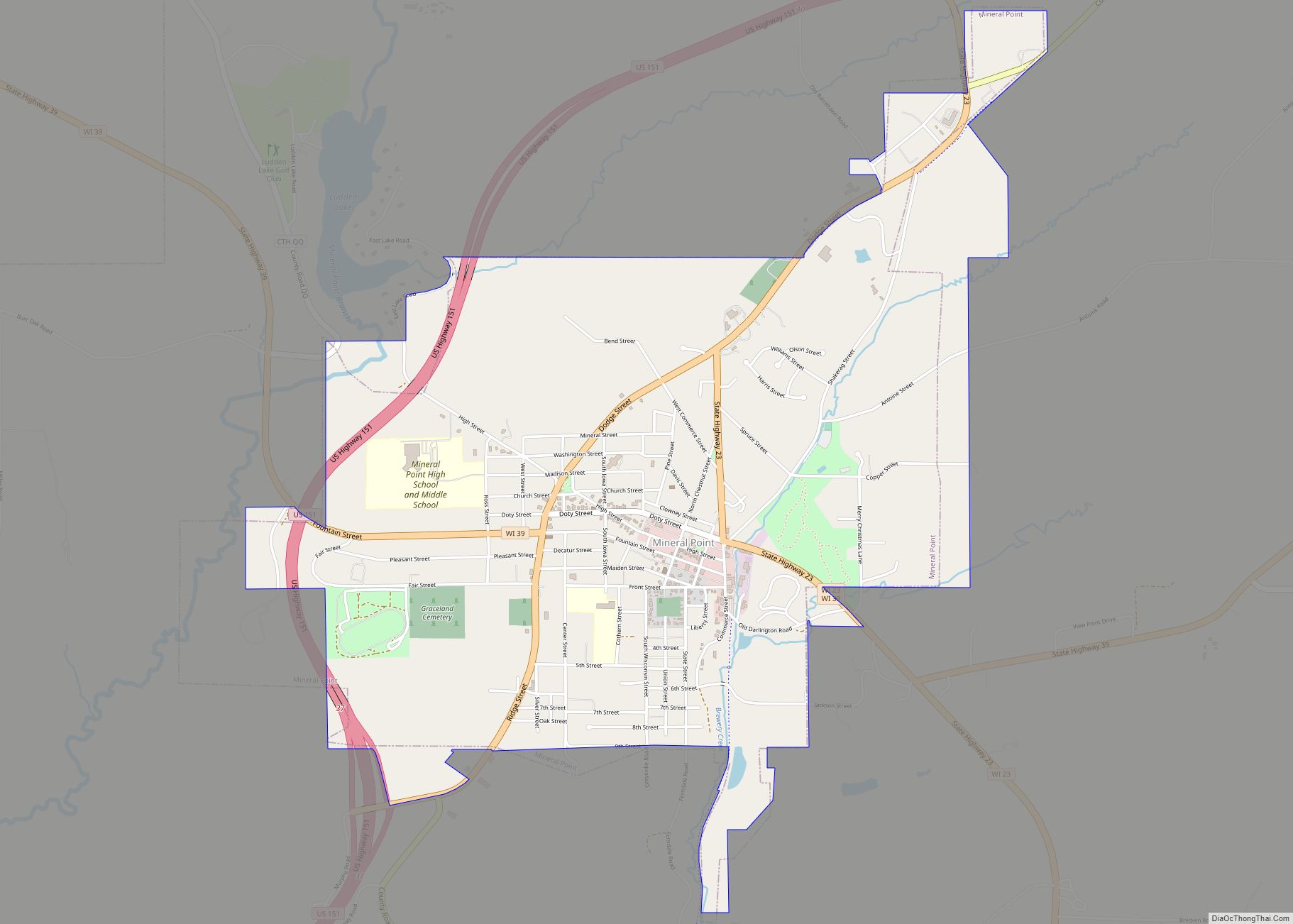 Map of Mineral Point city, Wisconsin