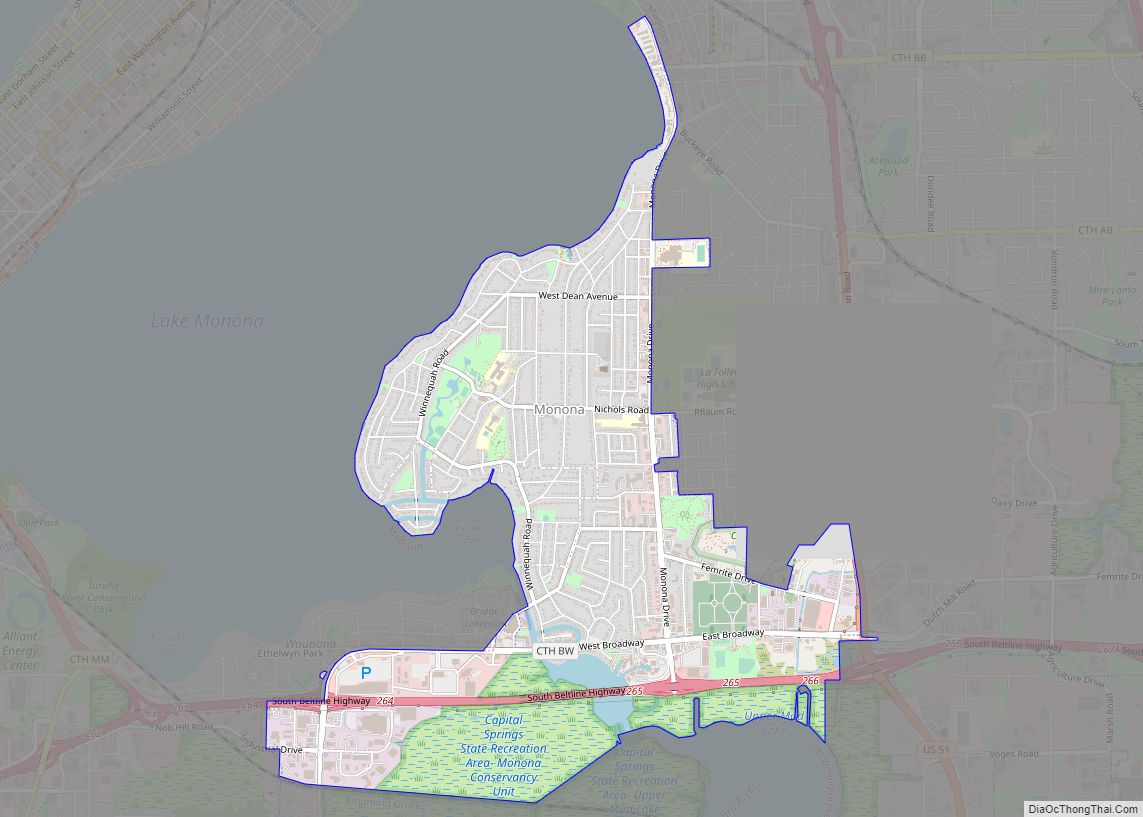 Map of Monona city, Wisconsin