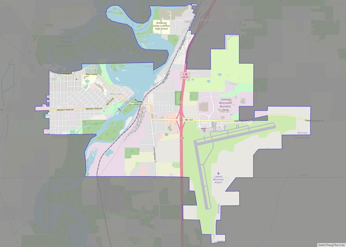 Map of Mosinee city