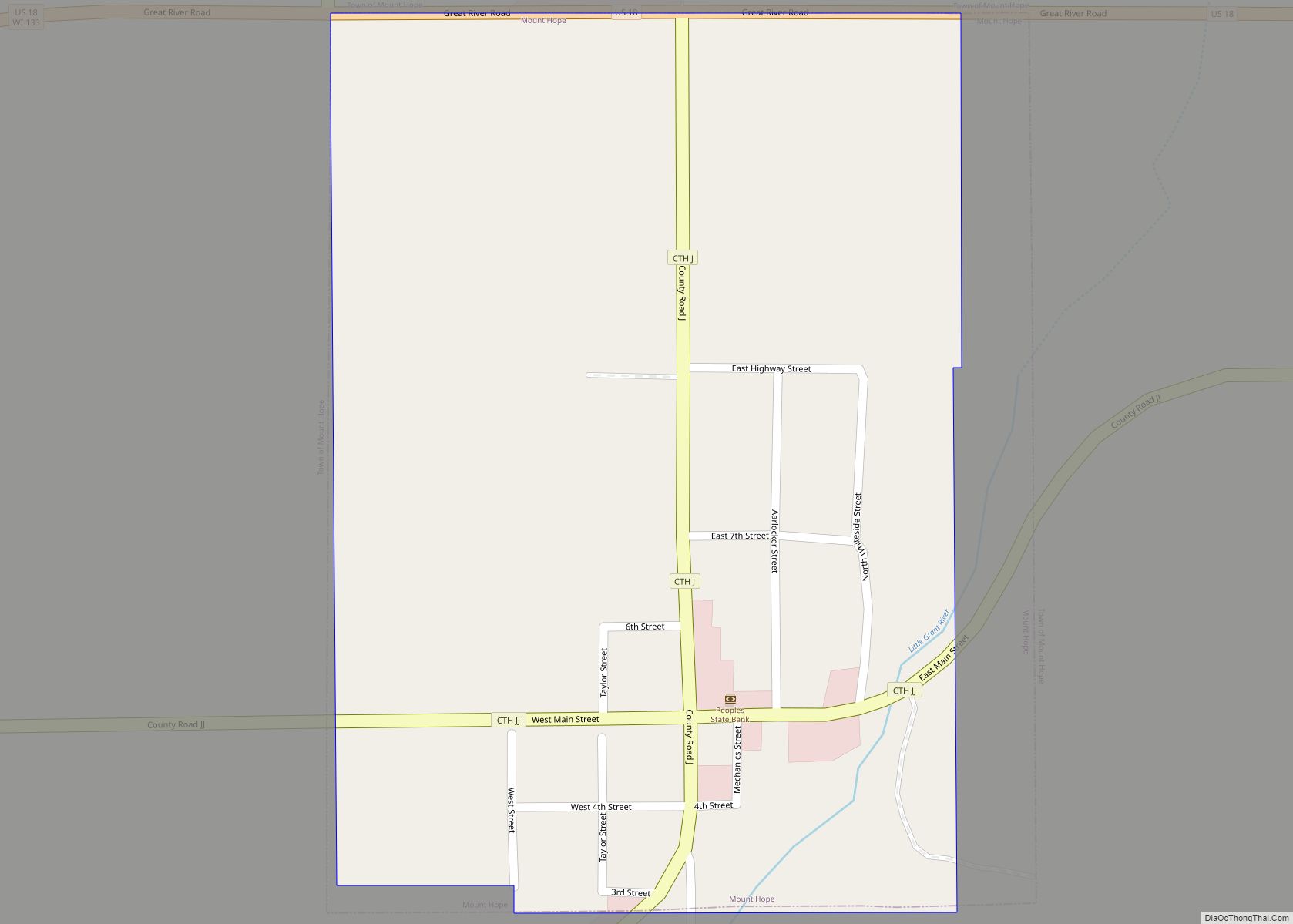 Map of Mount Hope village, Wisconsin