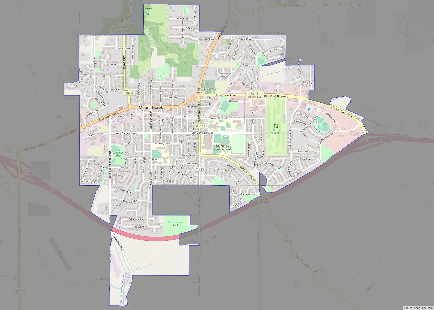 Map of Mount Horeb village