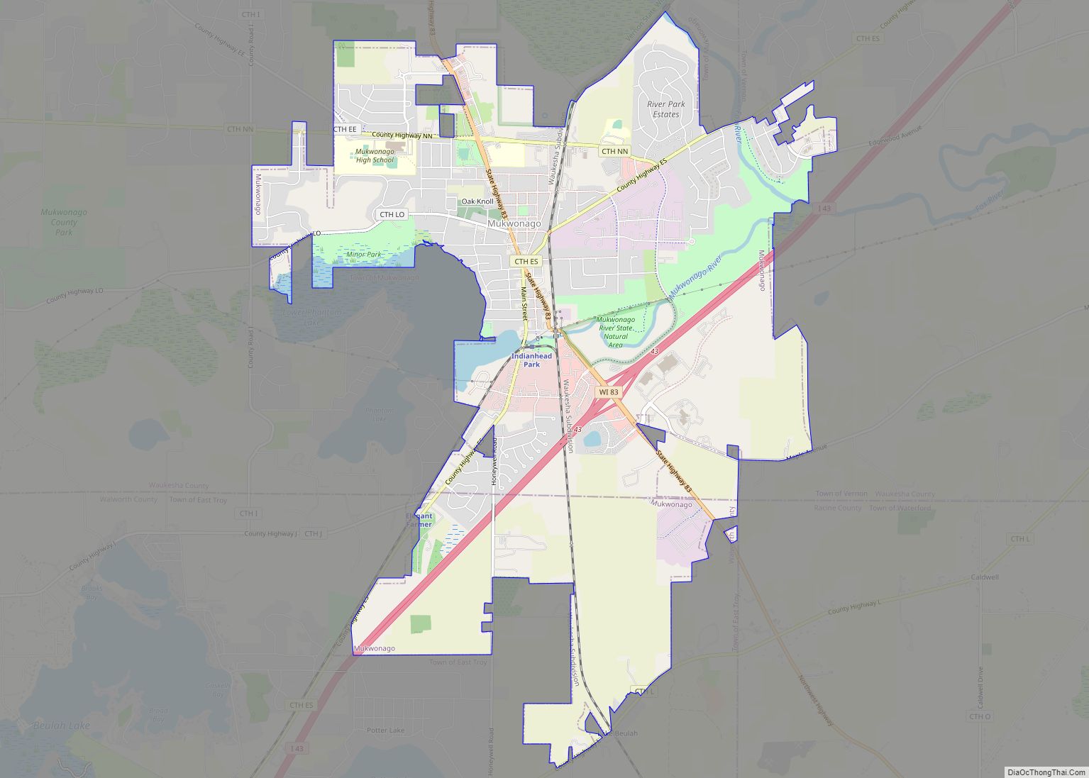 Map of Mukwonago village