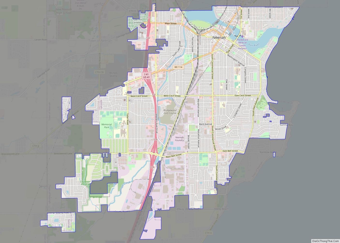 Map of Neenah city