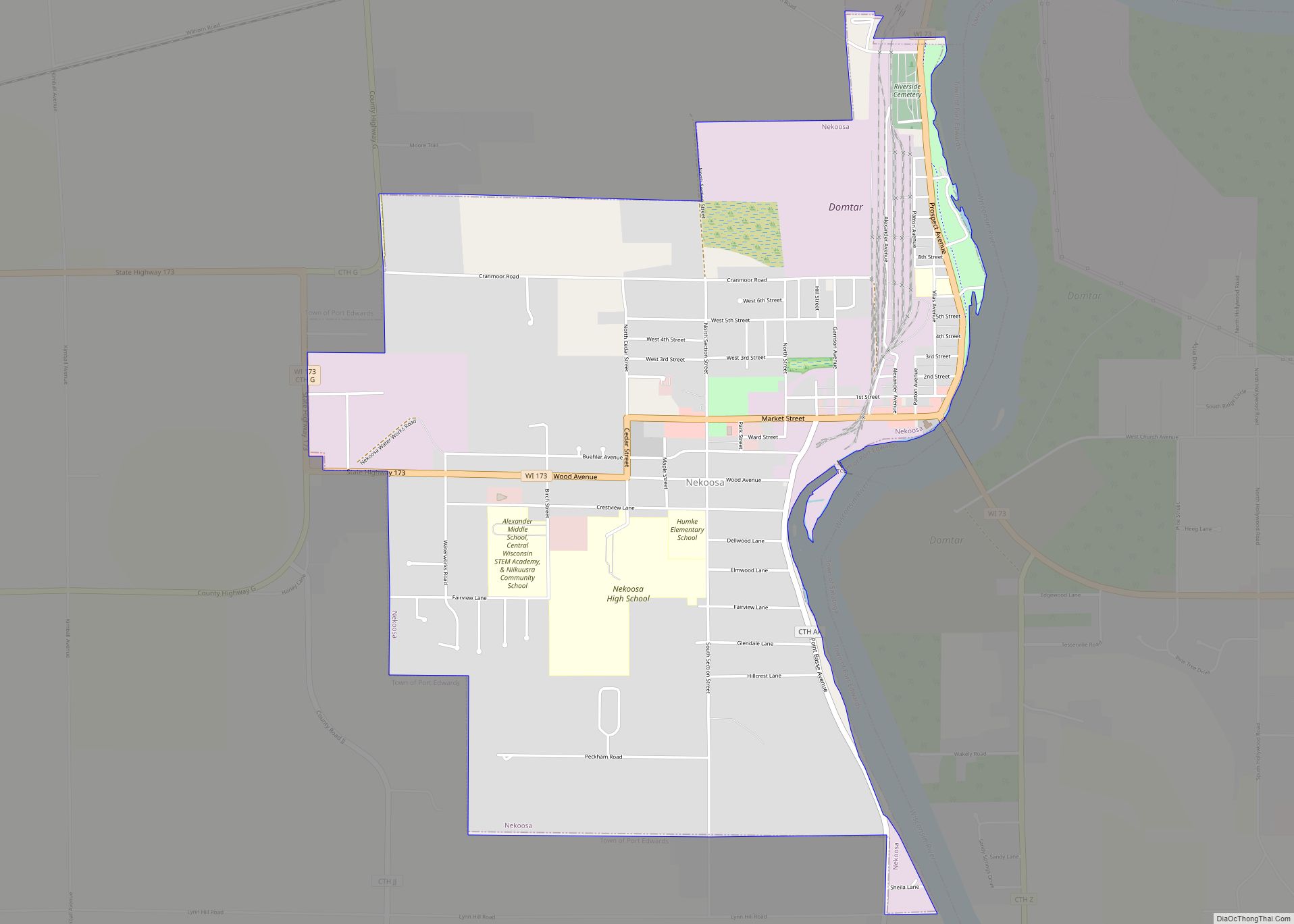 Map of Nekoosa city