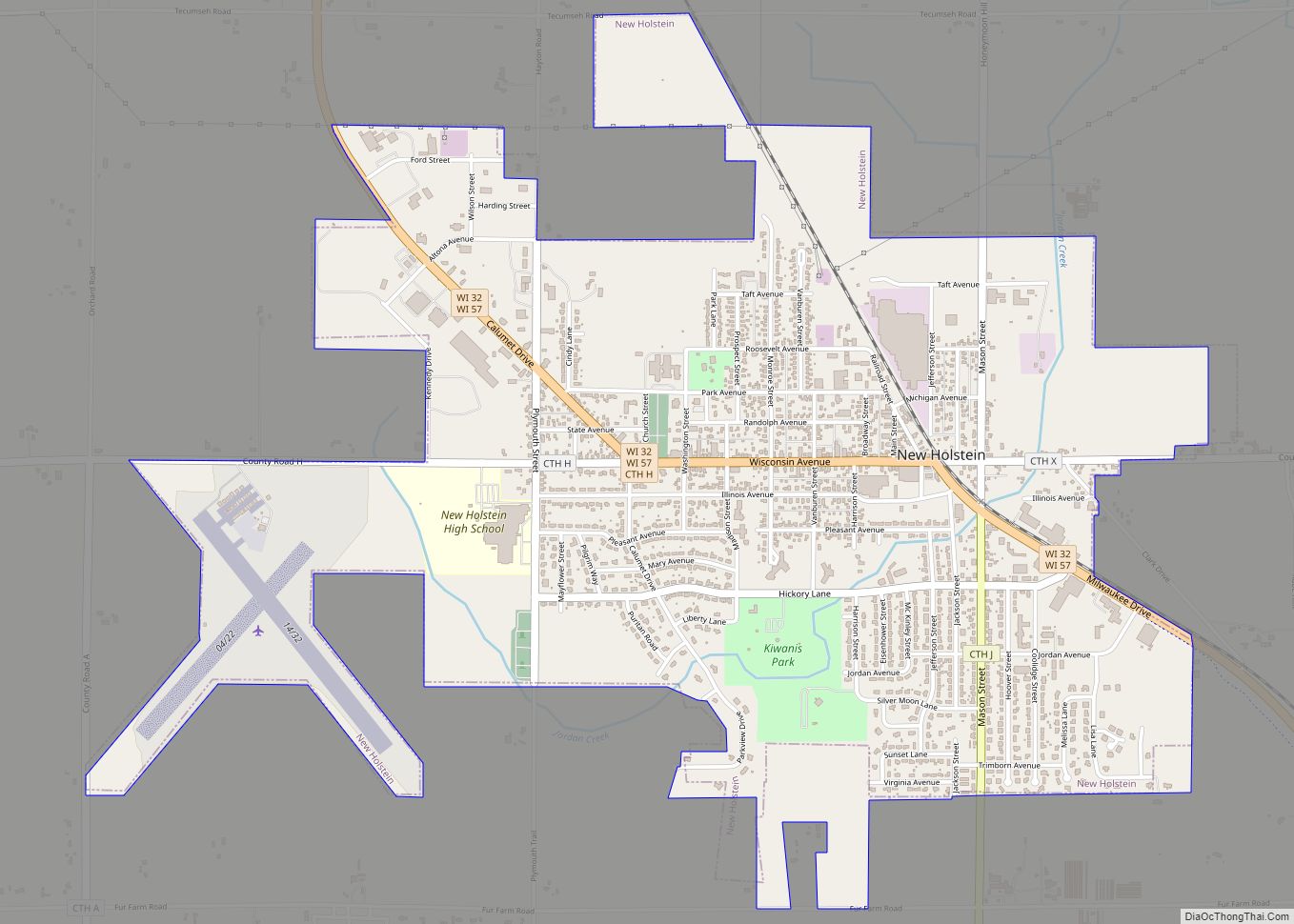 Map of New Holstein city